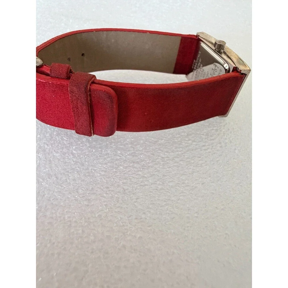 Vintage Joan Rivers Classics Minimalist Red Dial Watch Red Genuine Suede Strap